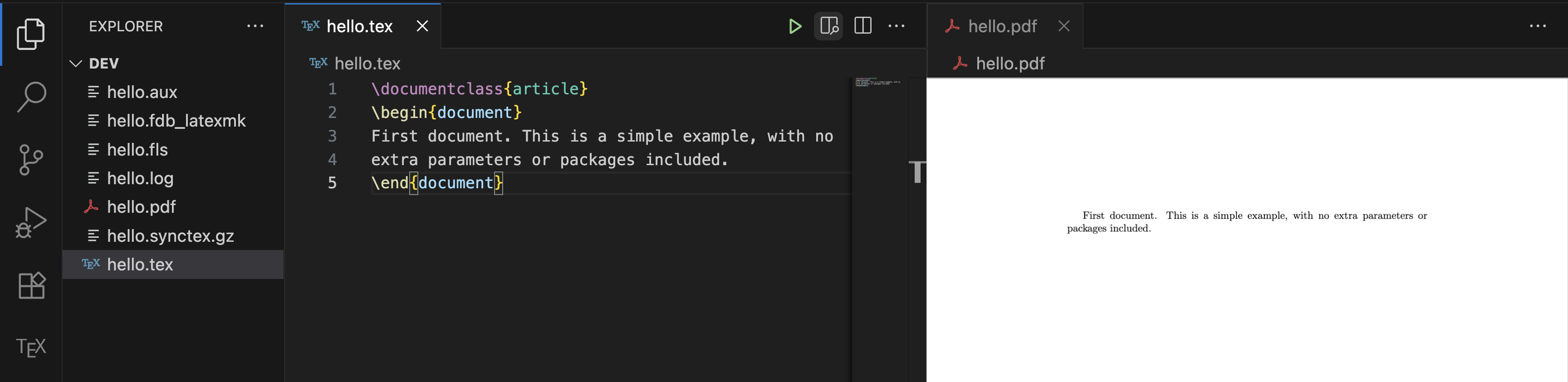 VS Code 中源代码与 PDF 并排预览
